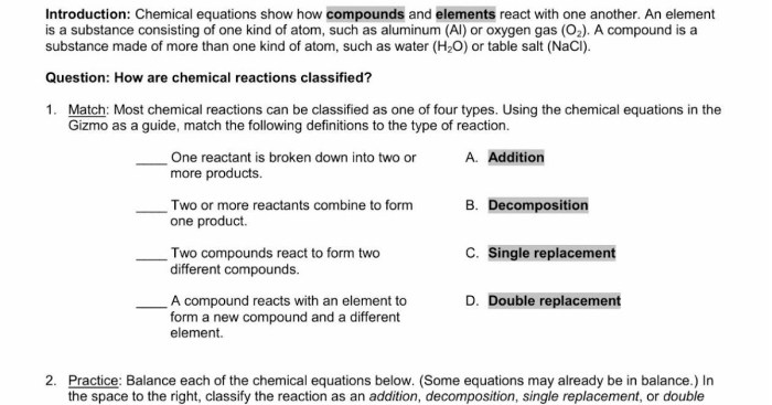 Student exploration chemical changes gizmo answer key